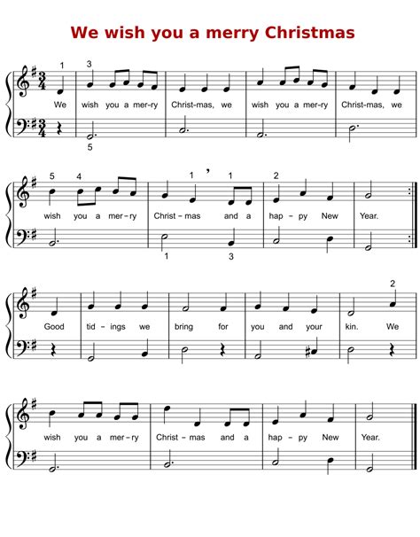 Before playing the right hand notes of We Wish You a Merry Christmas on the piano, we will first use what we discussed in the previous section to identify the first note to play. . Christmas songs keyboard notes pdf